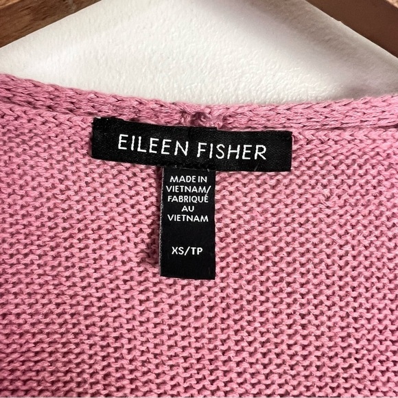 Eileen Fisher Pink V-Neck Linen Blend Sweater - Picture 7 of 13